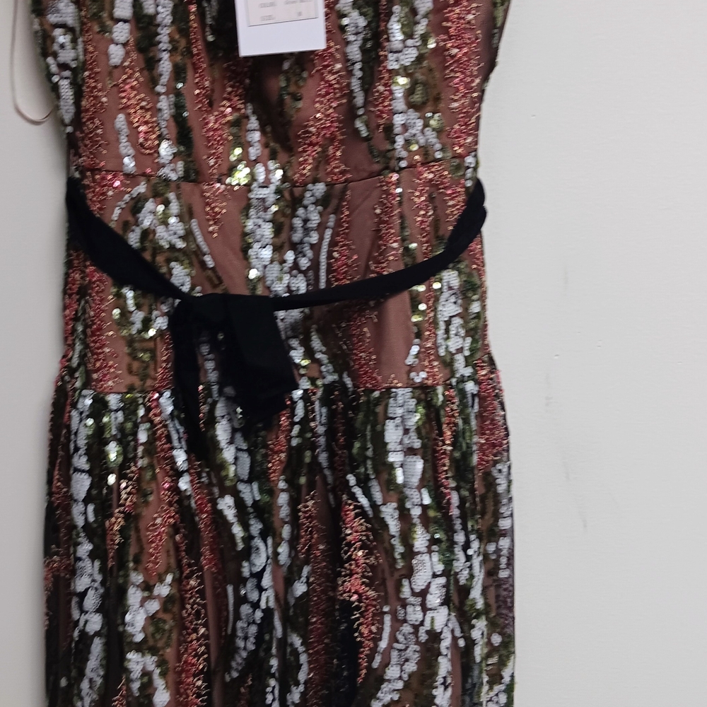 Sequin Sleeveless Dress with Black Belt